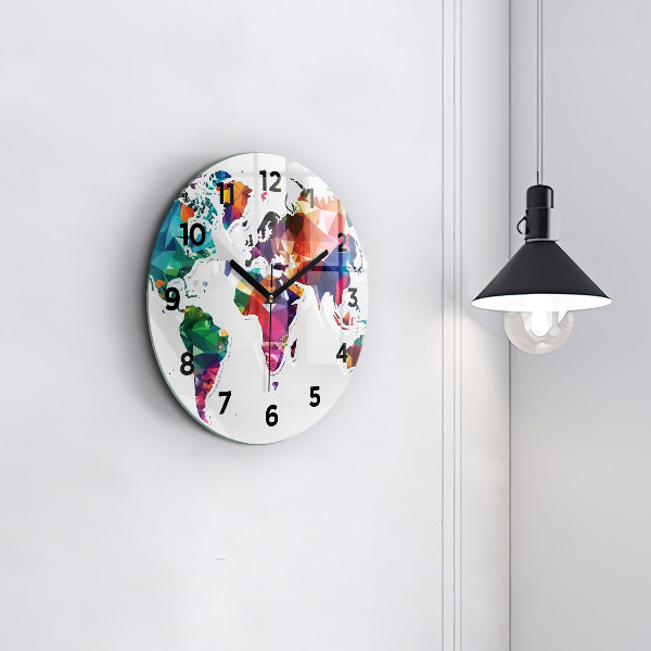 Reloj de cristal redondo Triángulos del mapa del mundo