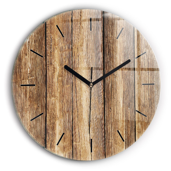 Reloj de cristal redondo Tablones de madera