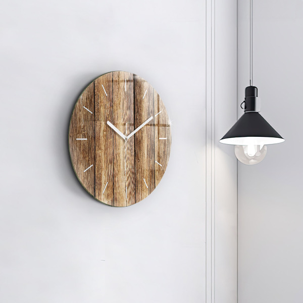 Reloj de cristal redondo Tablones de madera