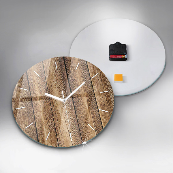 Reloj de cristal redondo Tablones de madera
