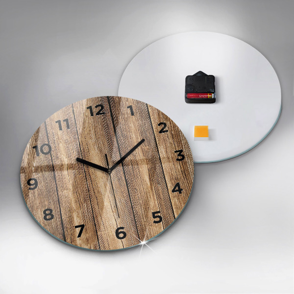 Reloj de cristal redondo Tablones de madera