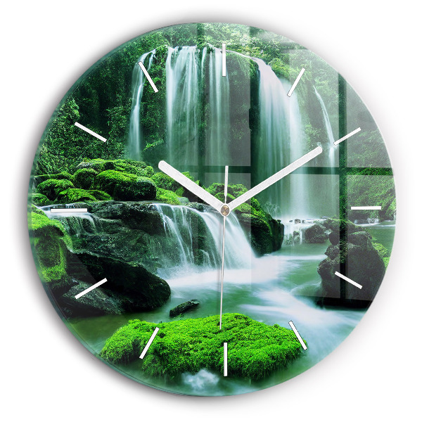 Reloj de pared redondo Cascada entre musgo
