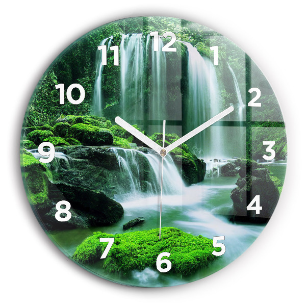 Reloj de pared redondo Cascada entre musgo