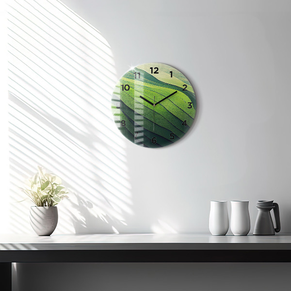 Reloj redondo pared Abstracción campos verdes