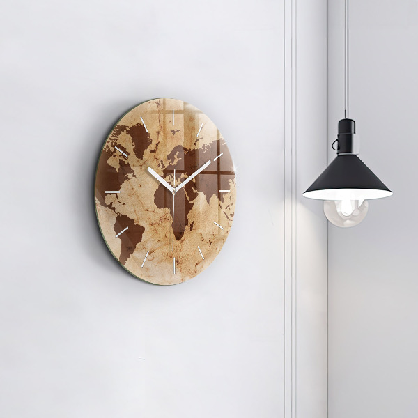 Reloj de pared redondo Mapamundi vintage