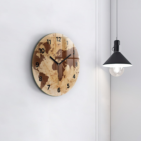 Reloj de pared redondo Mapamundi vintage