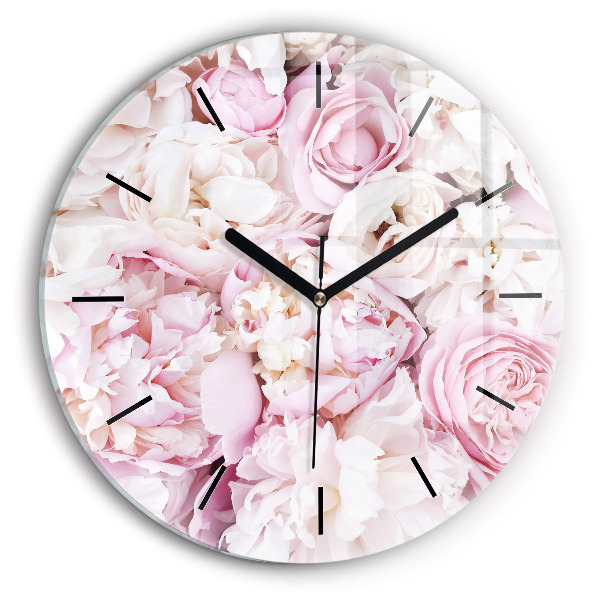 Reloj de cristal redondo Flores decorativas