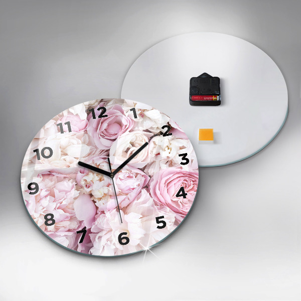 Reloj de cristal redondo Flores decorativas