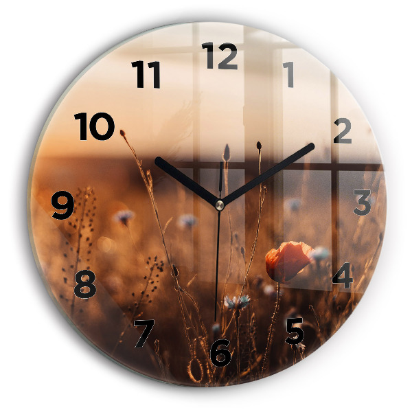 Reloj de cristal redondo Campo amanecer