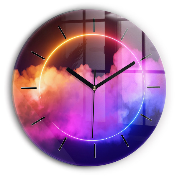 Reloj de cristal redondo Abstracto humo 3D