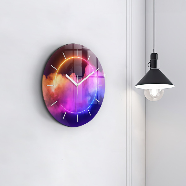 Reloj de cristal redondo Abstracto humo 3D