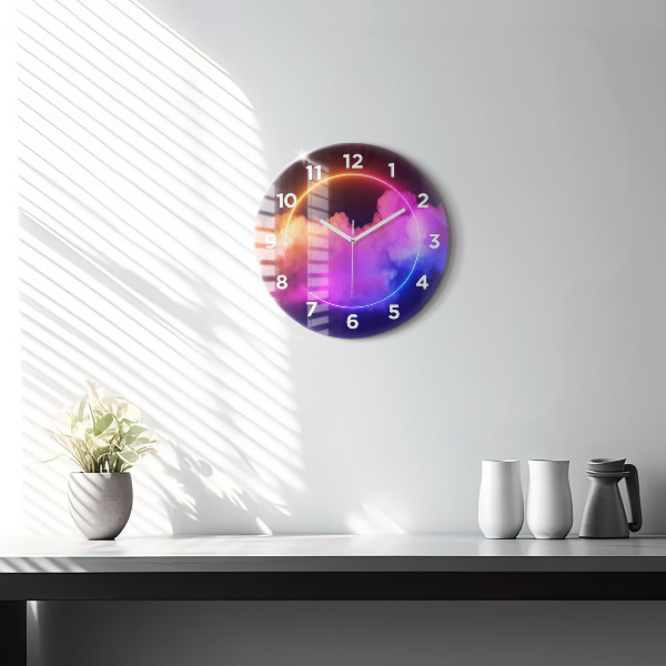Reloj de cristal redondo Abstracto humo 3D