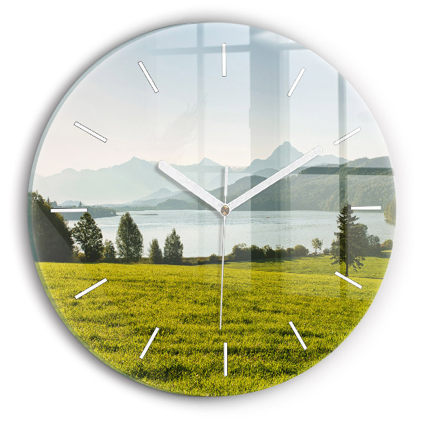 Reloj redondo pared Montañas y campos