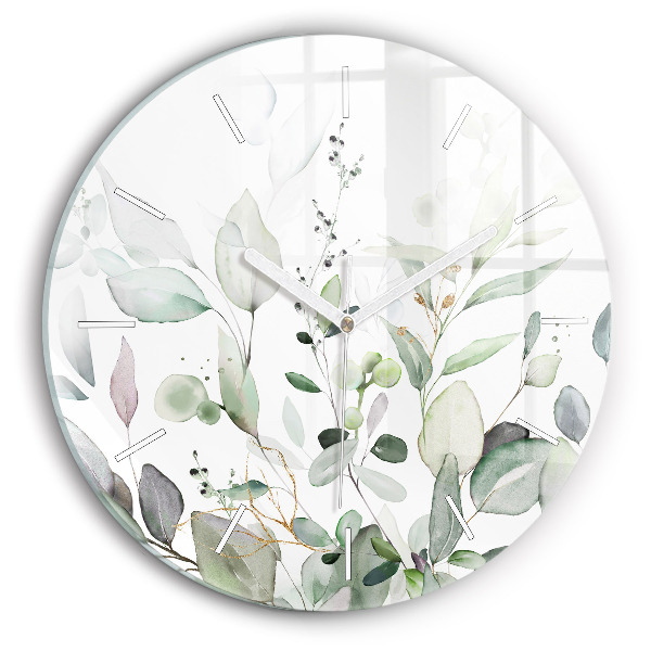 Reloj redondo pared Plantas hojas