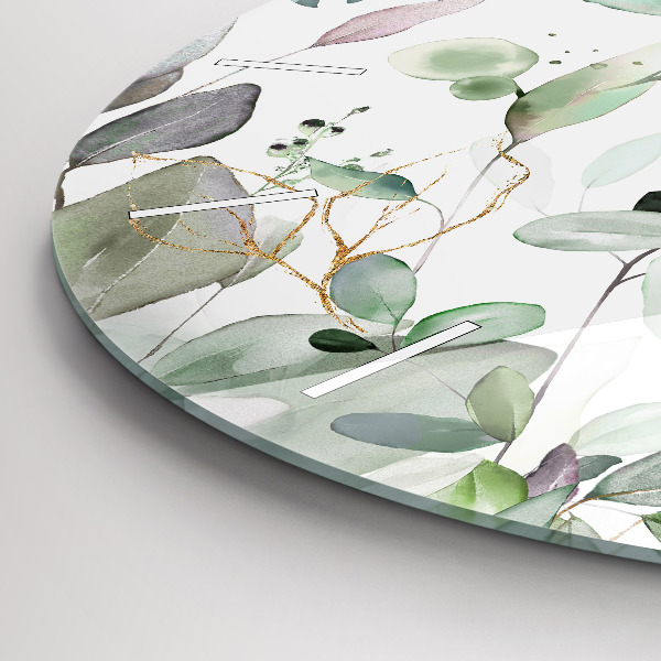 Reloj redondo pared Plantas hojas