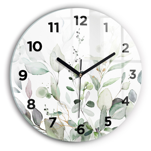 Reloj redondo pared Plantas hojas