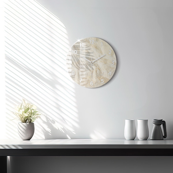 Reloj de pared redondo Sombra de una palmera Arena