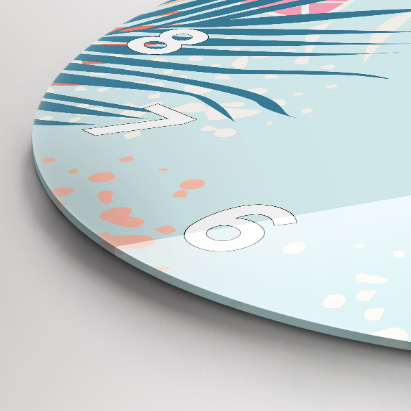 Reloj de cristal redondo Hojas pastel