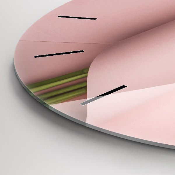 Reloj de cristal redondo Ramo de flores de tulipán