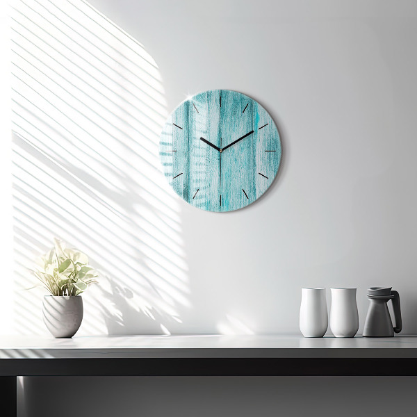 Reloj de pared redondo Madera vieja azul