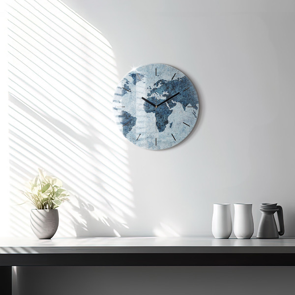 Reloj de pared redondo Mapamundi pintado
