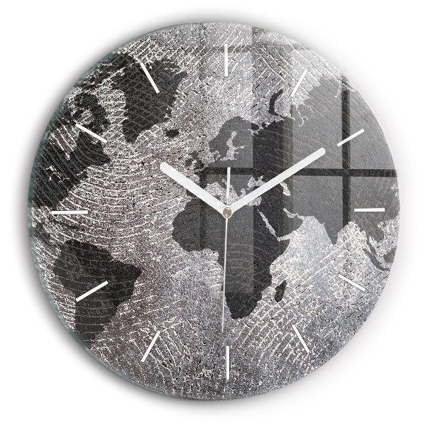 Reloj de cristal redondo Mapamundi de hormigón