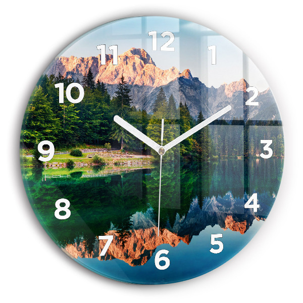 Reloj de cristal redondo Paisaje lacustre