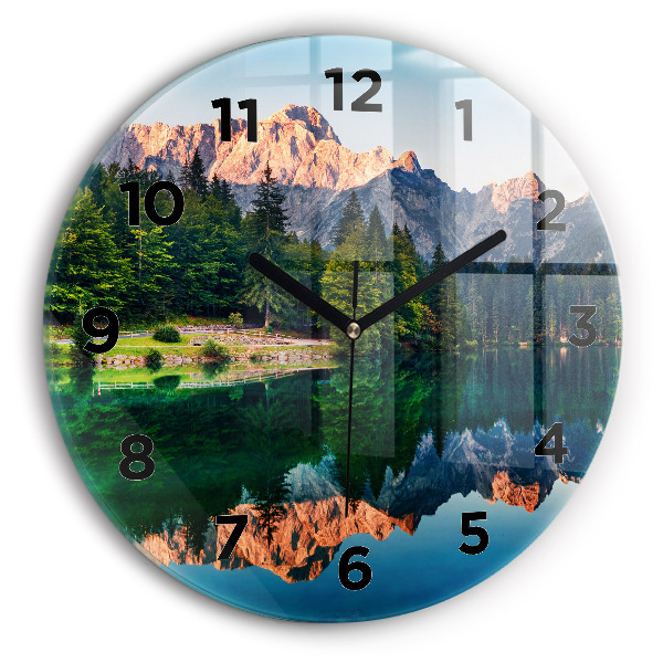 Reloj de cristal redondo Paisaje lacustre