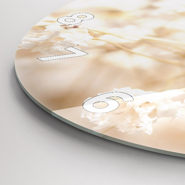 Reloj de cristal redondo Pequeñas flores blancas