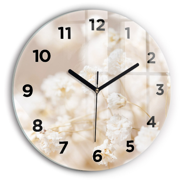 Reloj de cristal redondo Pequeñas flores blancas