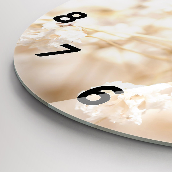 Reloj de cristal redondo Pequeñas flores blancas