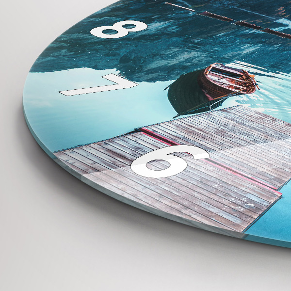 Reloj redondo pared Barcos en un lago