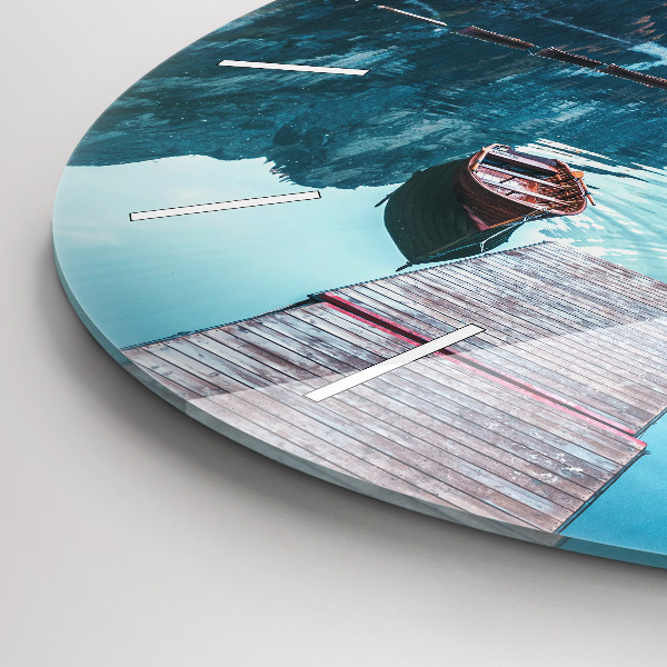 Reloj redondo pared Barcos en un lago