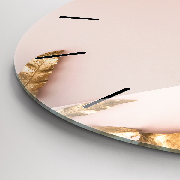 Reloj de pared redondo Hojas tropicales doradas