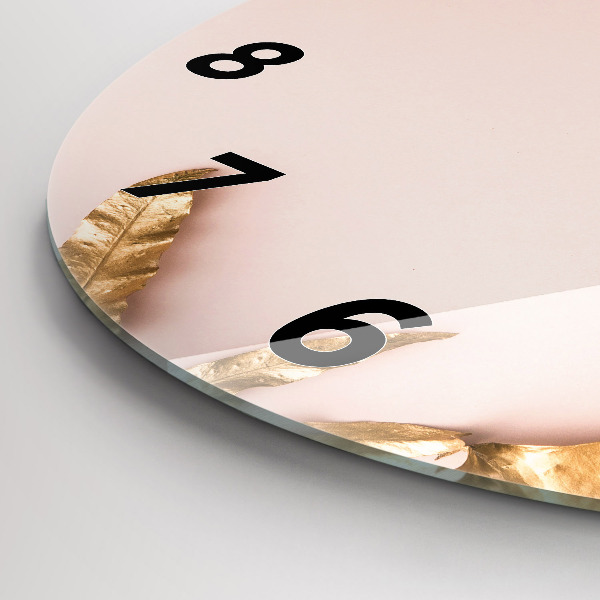 Reloj de pared redondo Hojas tropicales doradas