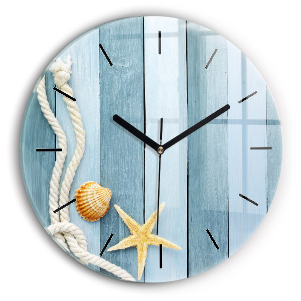 Reloj de pared redondo Tablas rayas y concha