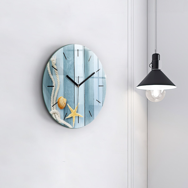 Reloj de pared redondo Tablas rayas y concha