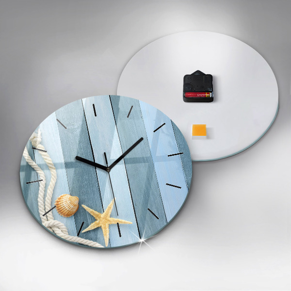Reloj de pared redondo Tablas rayas y concha