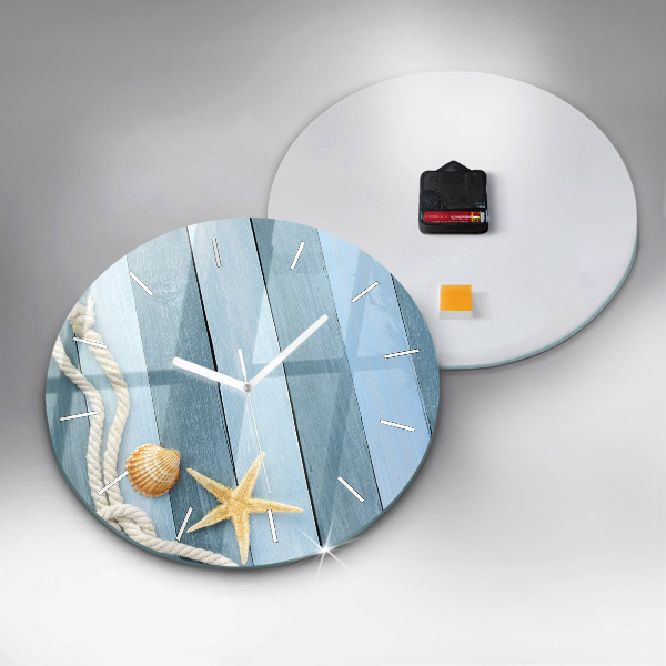 Reloj de pared redondo Tablas rayas y concha