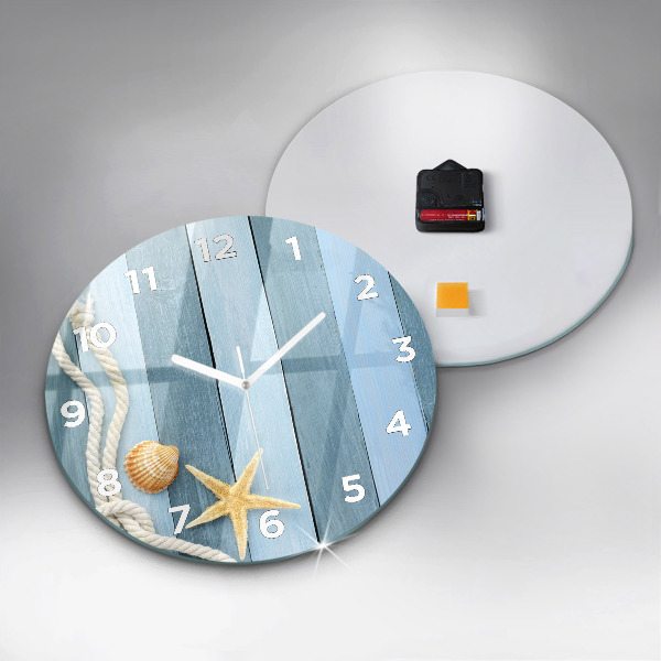 Reloj de pared redondo Tablas rayas y concha