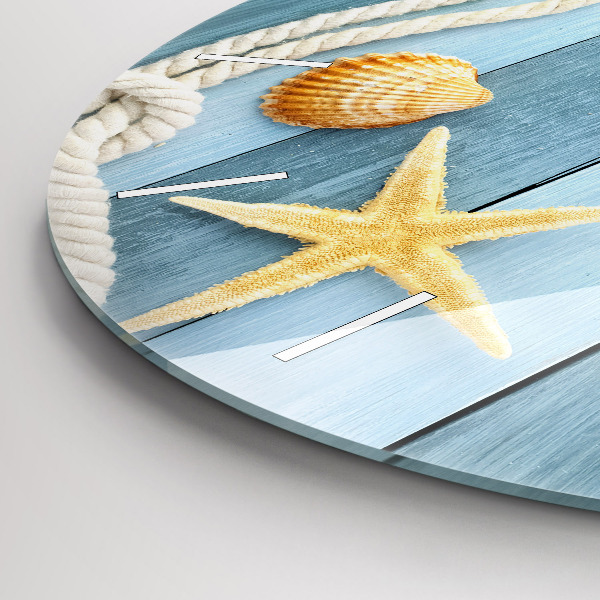 Reloj de pared redondo Tablas rayas y concha