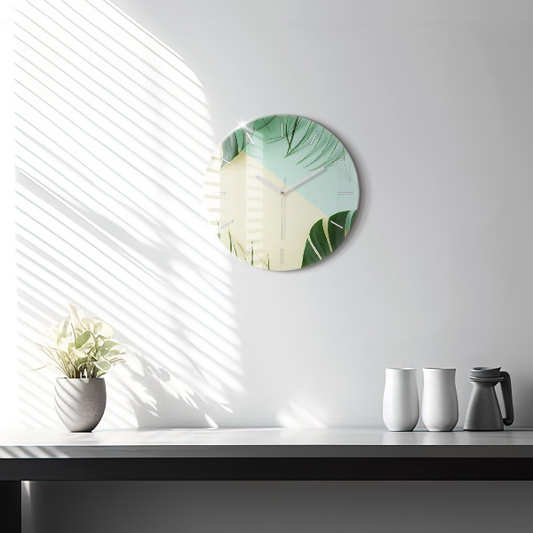 Reloj de pared redondo Hojas de Monstera