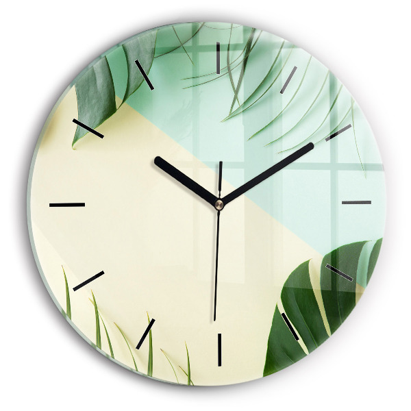 Reloj de pared redondo Hojas de Monstera