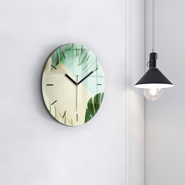 Reloj de pared redondo Hojas de Monstera