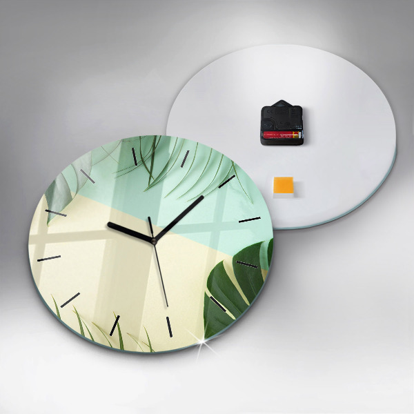 Reloj de pared redondo Hojas de Monstera
