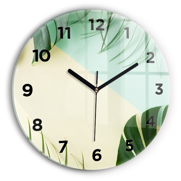 Reloj de pared redondo Hojas de Monstera