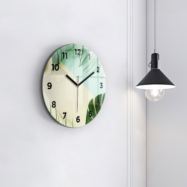 Reloj de pared redondo Hojas de Monstera
