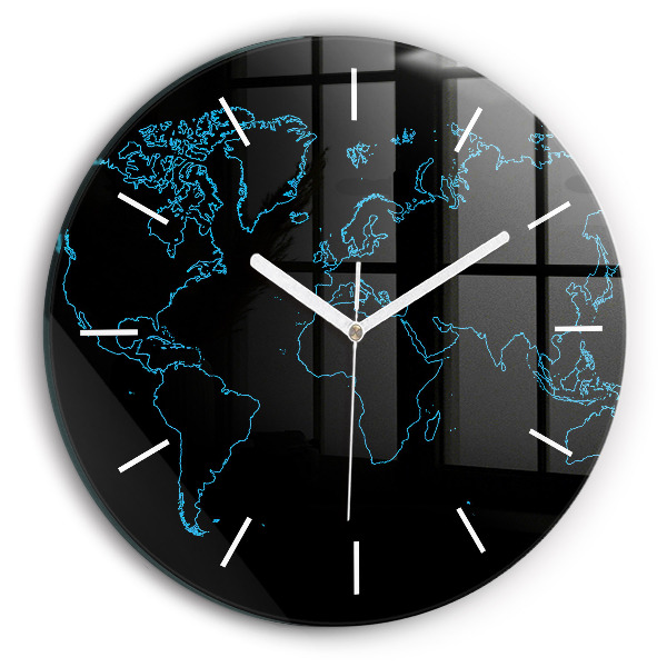 Reloj de cristal redondo Contornos de un mapamundi