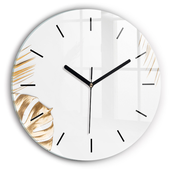 Reloj de cristal redondo Hojas tropicales