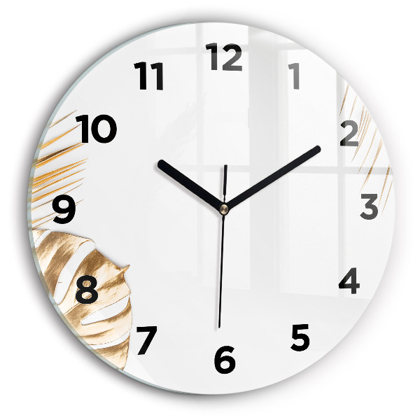 Reloj de cristal redondo Hojas tropicales